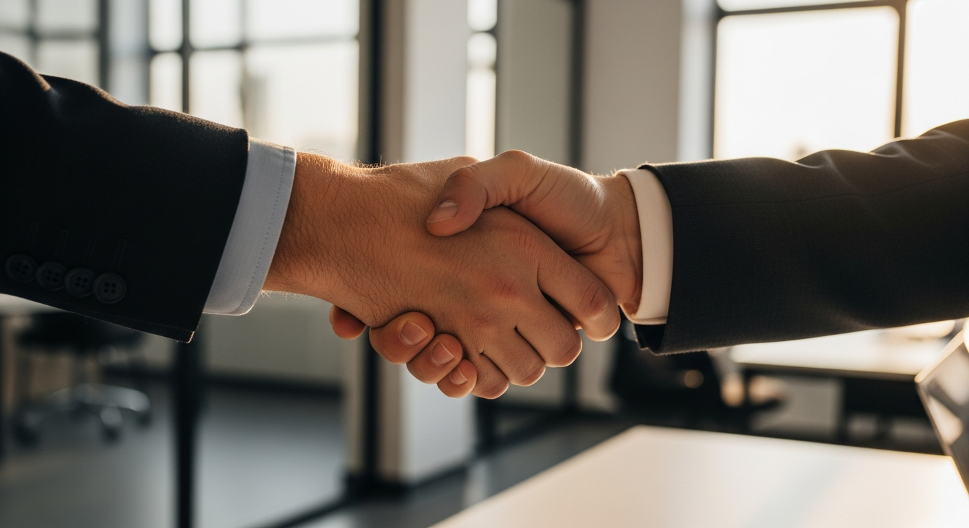 Business partnership handshake