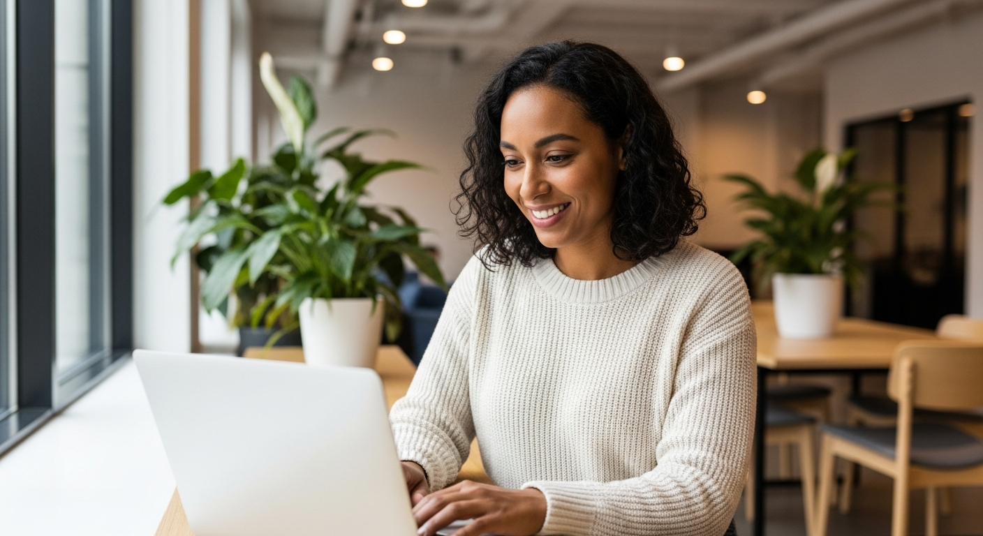 Confident business entrepreneur working with modern technology