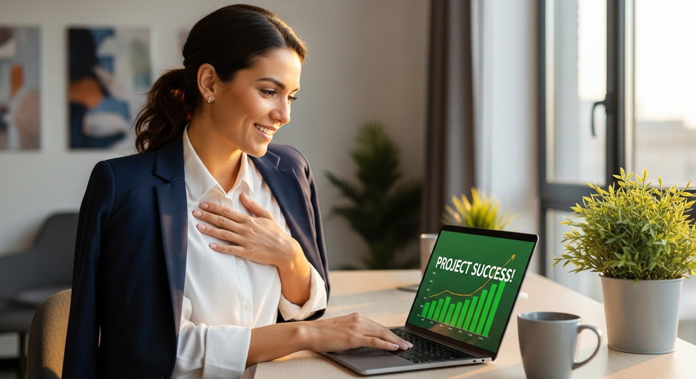 Successful business owner feeling accomplished